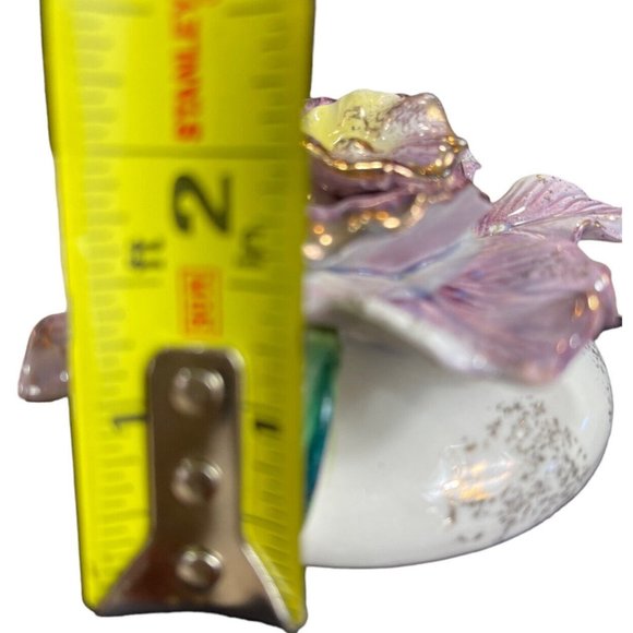 Vtg Set of 2 Commodore Japan Porcelain Purple Flower Candle Holders w/ Stoppers - Picture 5 of 9